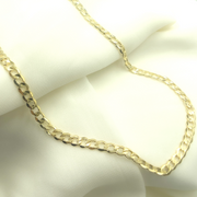 14K Solid Gold Flat Curb Necklace.